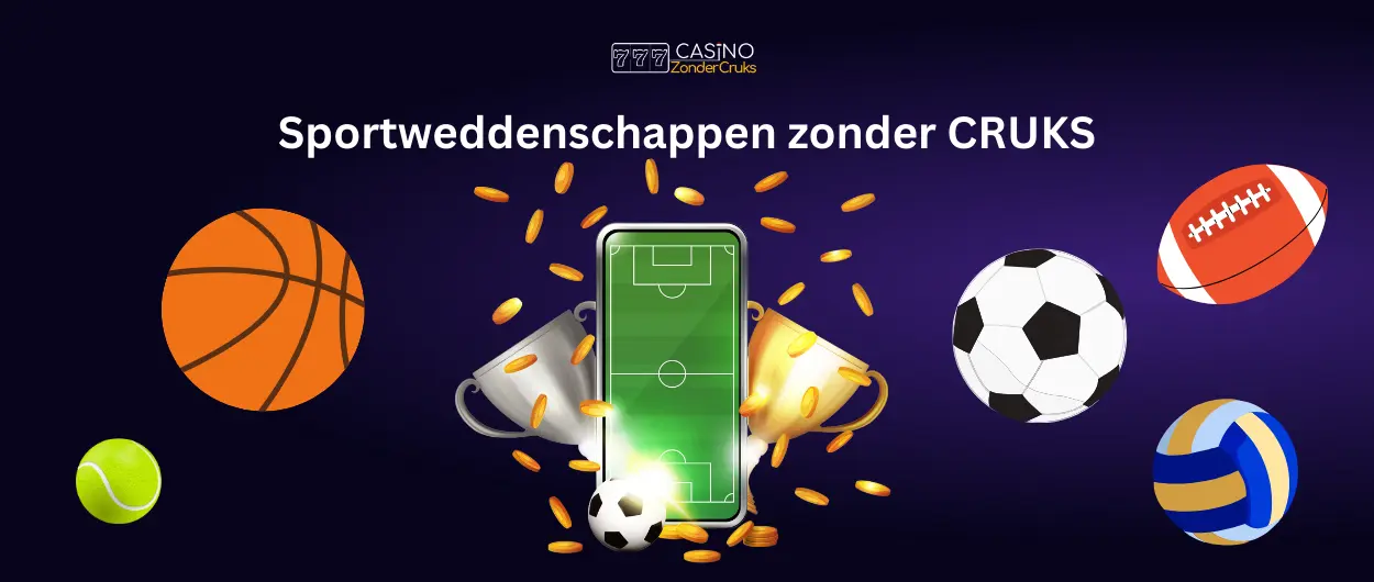 Smartphone met sportweddenschappen en trofeeën zonder CRUKS.